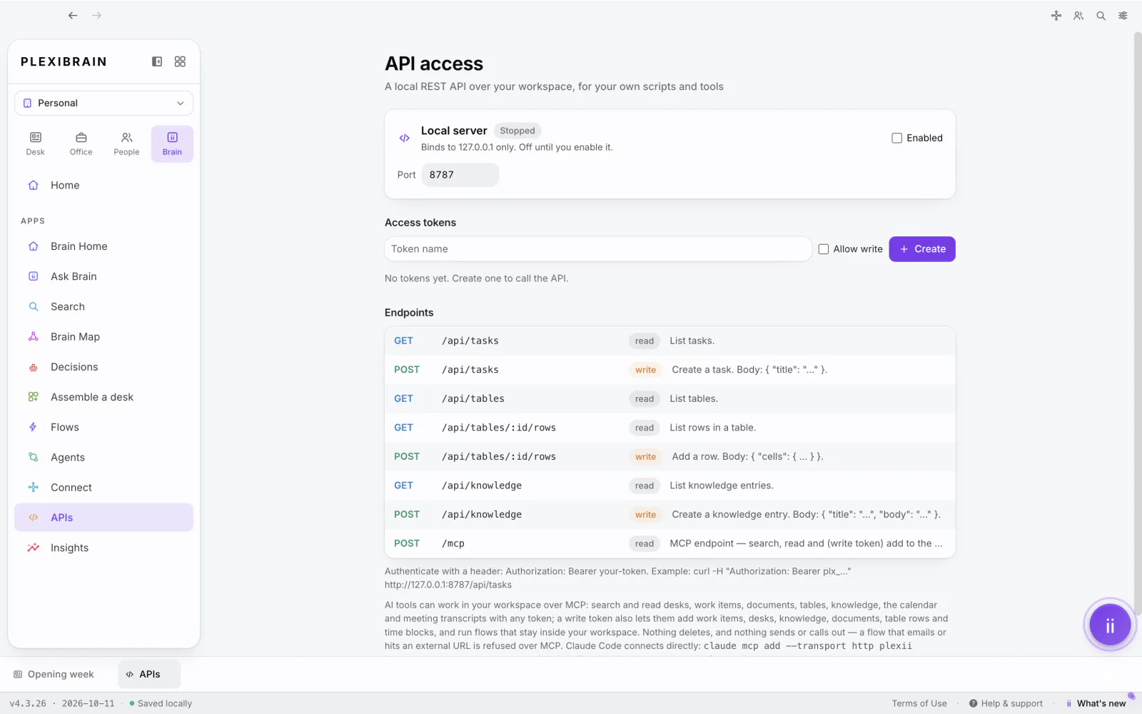 PlexiDesk screenshot: Connect your own scripts and AI tools to Plexii
