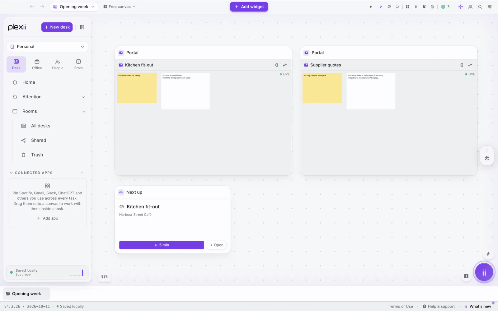 PlexiDesk screenshot: Watch several desks from one control-room desk