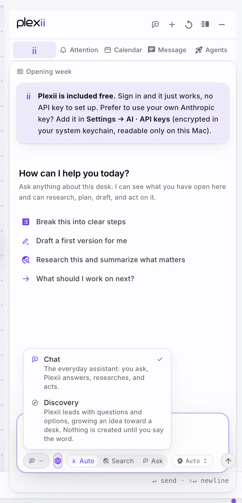 PlexiDesk screenshot: Explore an idea with Discovery mode