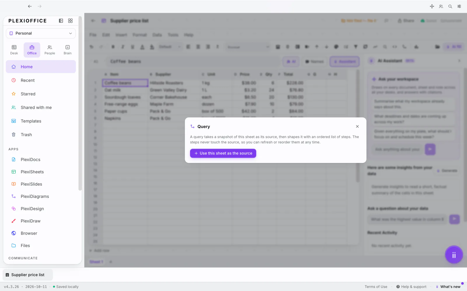 PlexiDesk screenshot: Shape data with queries