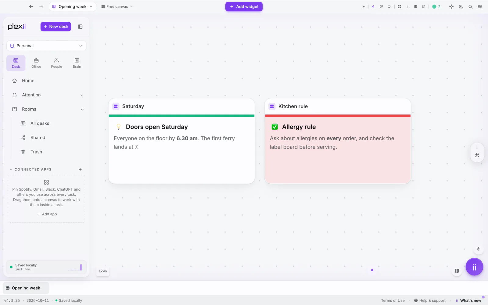 PlexiDesk screenshot: Card widget