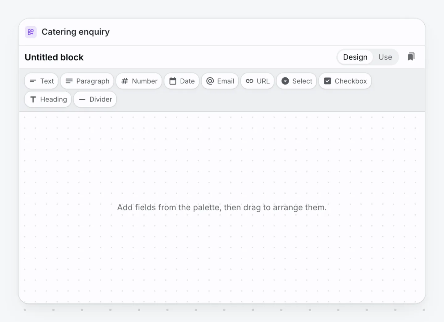 PlexiDesk screenshot: Custom block widget: design a form