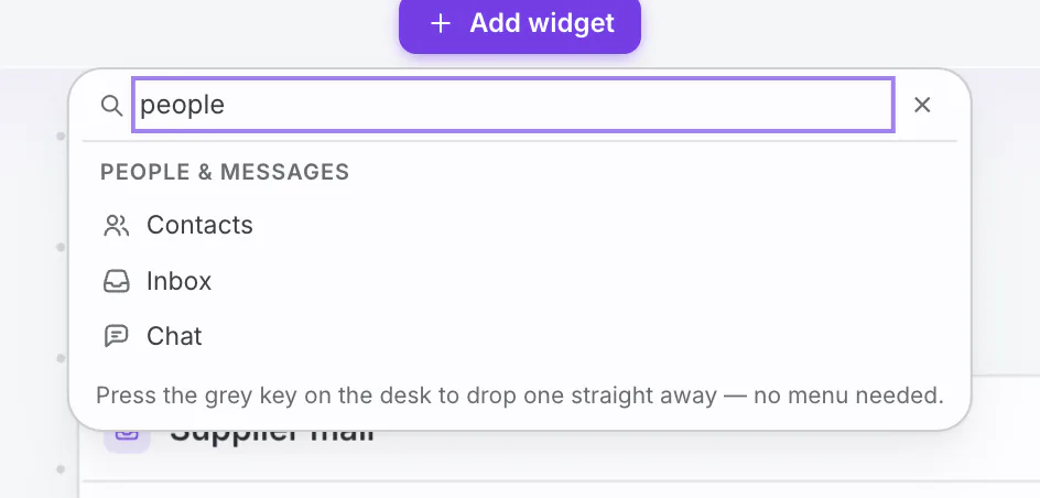 PlexiDesk screenshot: Organisation settings and switching workspaces