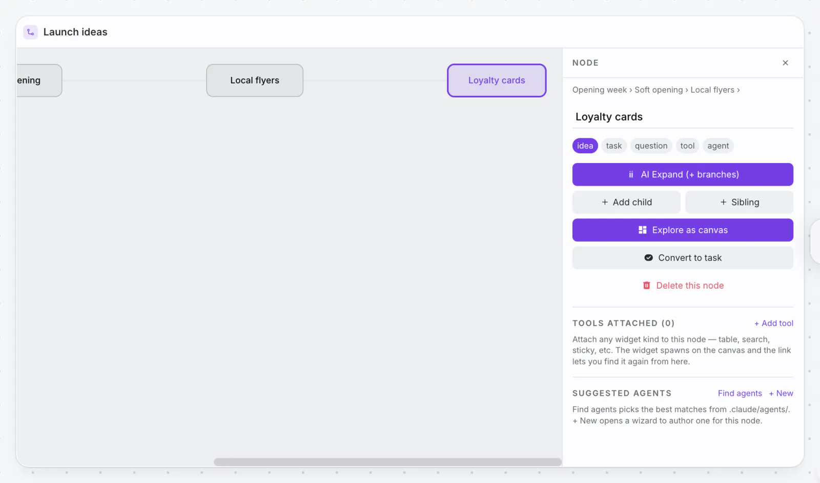 PlexiDesk screenshot: Mind map widget