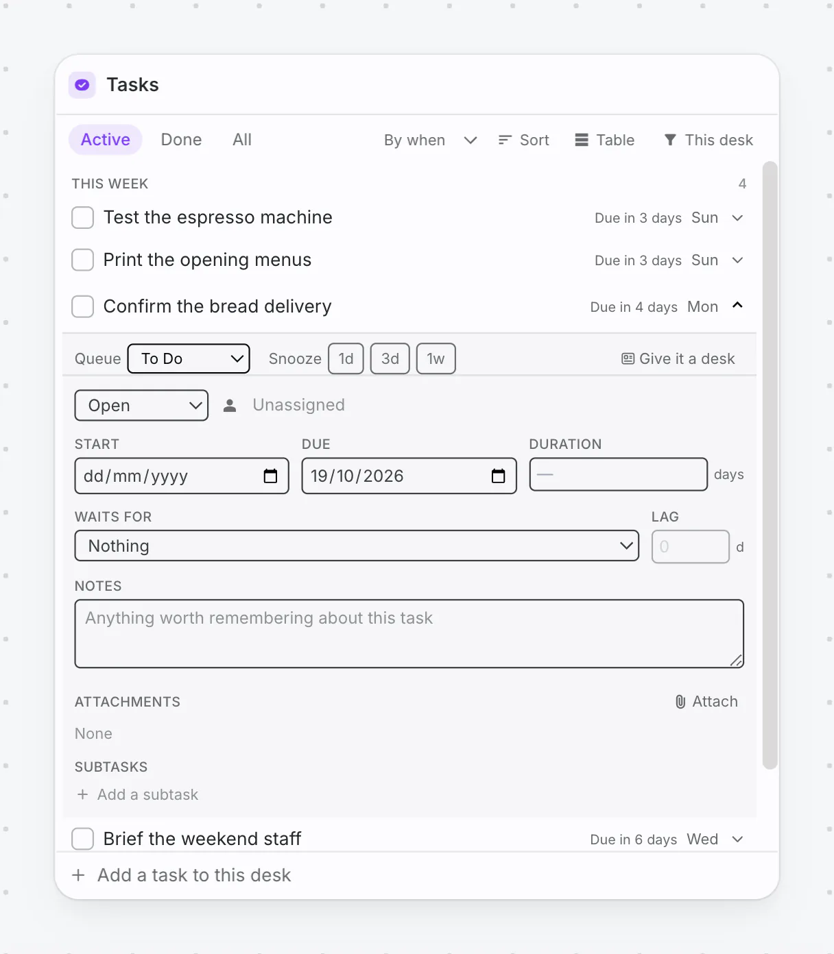 PlexiDesk screenshot: Tasks widget