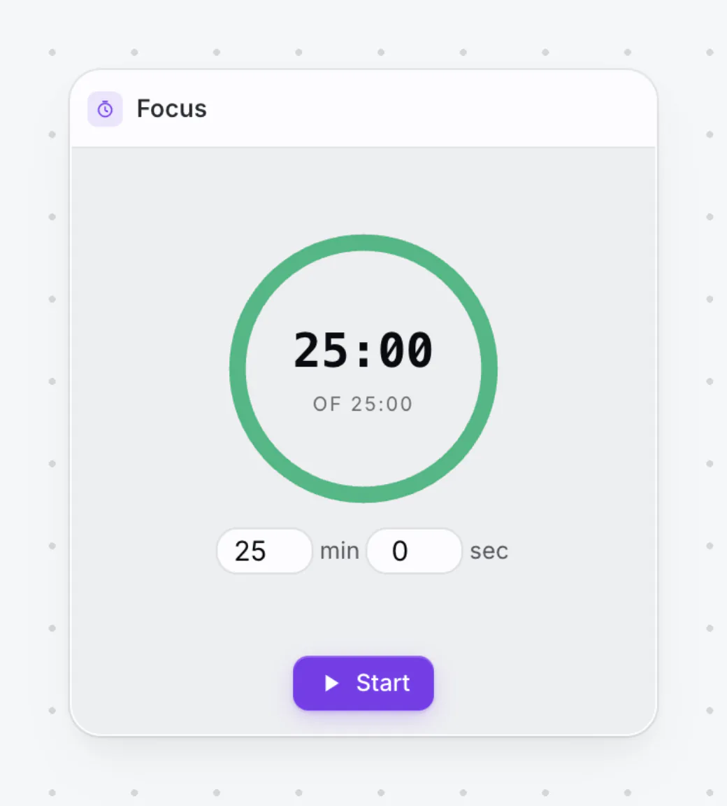 PlexiDesk screenshot: Timer widget
